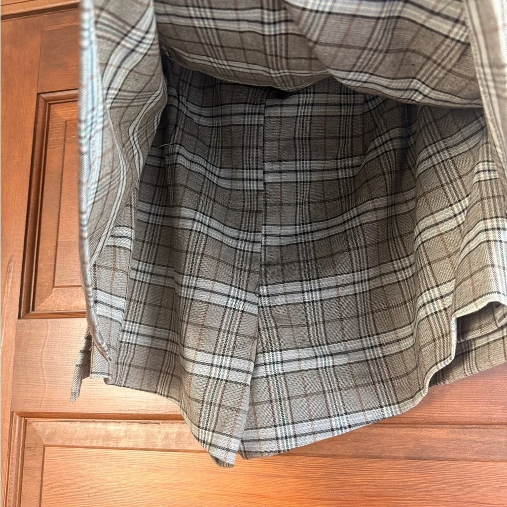 Express Editor Plaid Super High Waisted Mini Skort